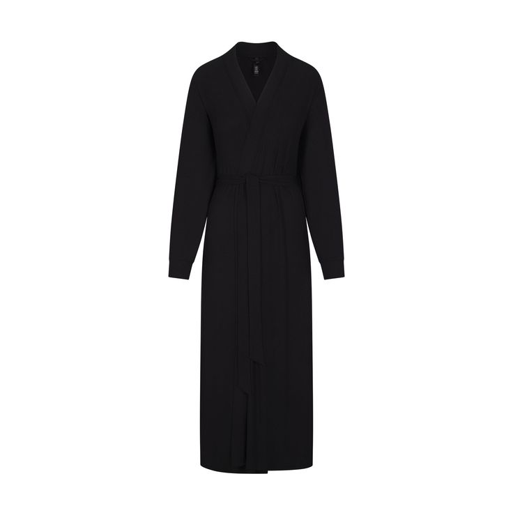 SOFT LOUNGE LONG ROBE | ONYX Chic Long Loungewear Robe, Chic Long Robe For Loungewear, Elegant Long Outerwear For Loungewear, Elegant Open Front Loungewear Outerwear, Elegant Open Front Outerwear For Loungewear, Elegant Fall Loungewear Robe, Long Robe For Lounging, Lounge Robes, Onyx Colour