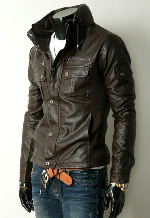 Brown Biker Jacket, Black Motorbike, Stylish Leather Jacket, Motorbike Jackets, Biker Jacket Men, Windproof Jacket, Leather Jacket Style, Slim Fit Jackets, Jacket With Pockets