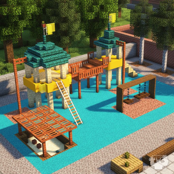 an animated rendering of a playground in the park