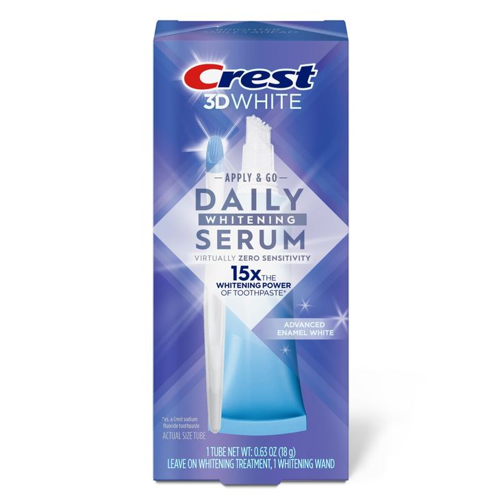 The Daily Whitening Serum swipes on easily, while the HydroShield technology creates an enamel-safe hydrating barrier you can feel. It whitens stains deep within the tooth's surface that toothpaste cannot - all with virtually zero sensitivity. Crest 3DWhite Advanced Enamel White has 15x the whitening power of toothpaste* and is enamel safe for daily use, no rinsing or brushing required. Use twice daily. For faster results use up to 4x a day! Just squeeze, swipe, smile, and forget the stains. Get 100% whiter** teeth in 4 days with Crest 3DWhite Daily Whitening Serum. (1) 18 g tube of Advanced Enamel White Daily Whitening Serum, 1 Whitening Wand Whitens stains that toothpaste cannot reach 15X the whitening power of toothpaste**vs. a Crest sodium fluoride toothpaste Enamel safe for daily use; Teeth Stain Remover, Crest 3d White, Discolored Teeth, Teeth Whitening Toothpaste, Teeth Whitening Pen, Nice Teeth, Stained Teeth, Whitening Kit, Teeth Whitening Kit