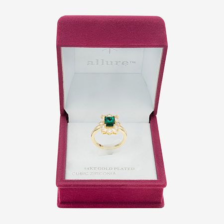 Ring Style: Halo RingsFeatures: Nickel Free, In A Gift BoxShape: RectangleStone Cut: EmeraldStone Millimeter Measurement: 6 Mm Length, 8 Mm WidthMetal Color: Gold ToneBand Width: 2.5mmCare: Wipe CleanStone Type: 12 Cubic Zirconia, 1 CrystalMetal: 14k Gold Over BrassCountry of Origin: Imported 7 Rings, Ring Style, Cocktail Ring, Cocktail Rings, Type 1, Fashion Rings, Halo, Cubic Zirconia, Gift Box