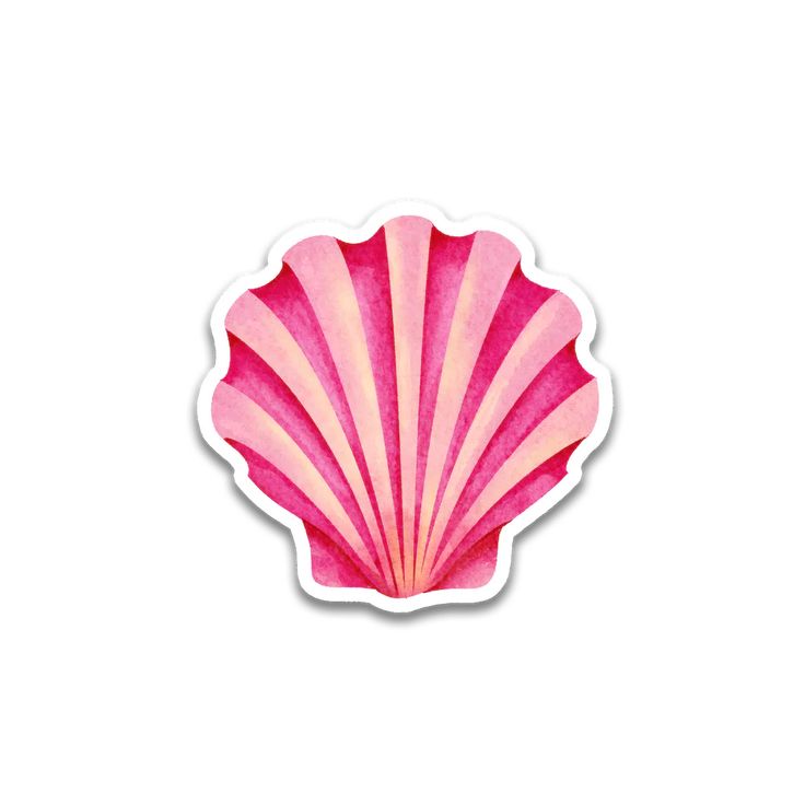 a pink shell sticker on a white background