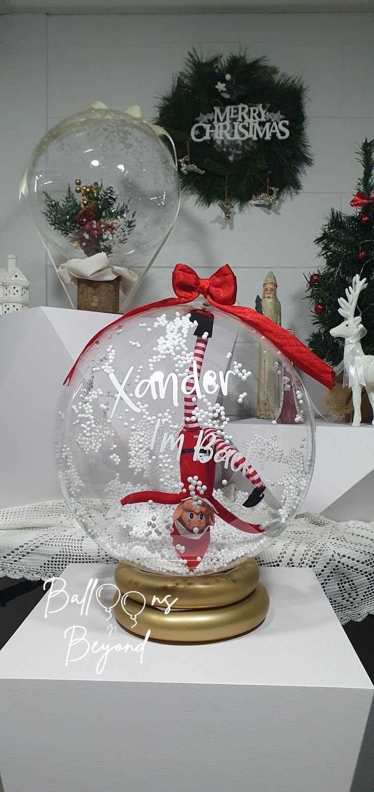 Christmas elf arrival straight from the north pole  This naughty elf in his snowflake bubble is the most magical delivery around! ✨️ 

This personalised Christmas Balloon arriving straight out of Santa's 🎅 workshop, filled with snowflake confetti & naughty elf will definitely put a smile on your little ones dial this Christmas. Elf Arrival Ideas New Balloon, Elf On The Shelf Ideas Welcome Back Balloons, Diy Christmas Balloon Ideas, Christmas Decor Balloons, Bobo Balloon Ideas Christmas, Balloon Ornaments Christmas, Elf On Shelf Balloon Ideas, Elf On The Shelf Balloon Arrival Ideas, Christmas Balloon Gift Ideas