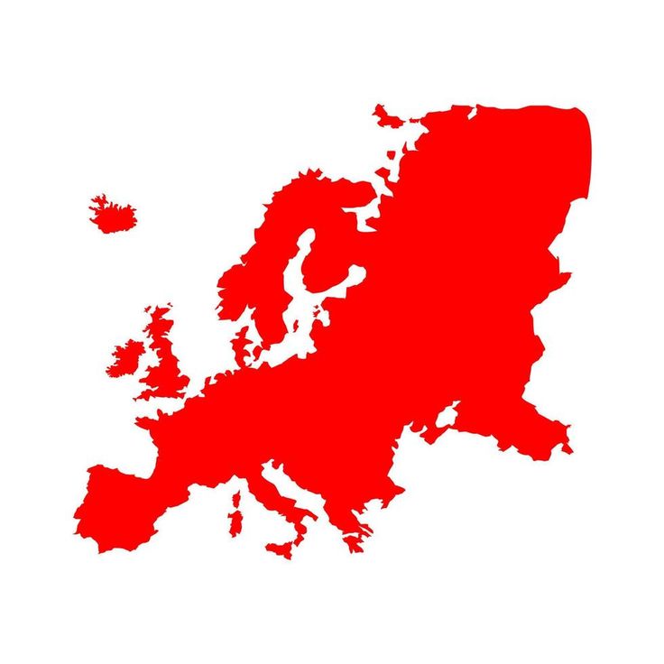 a red map of europe on a white background