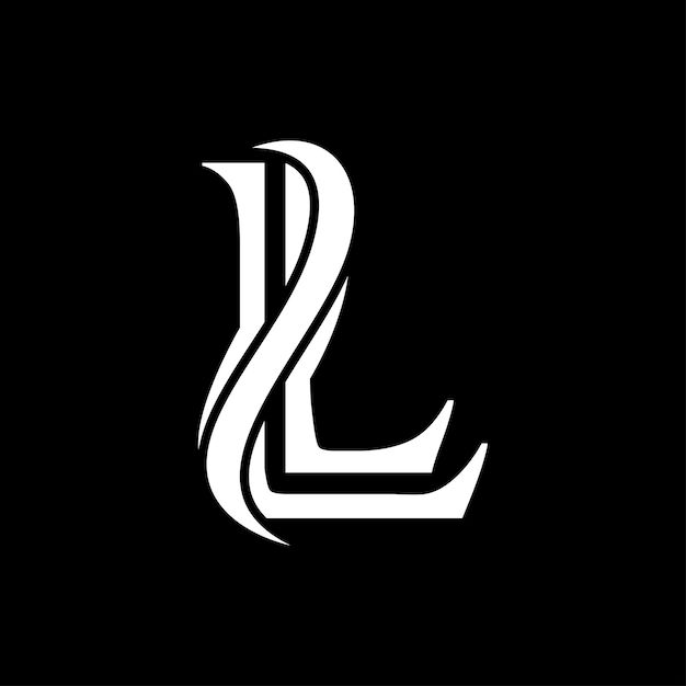 the letter l is made up of wavy lines on a black background with white letters