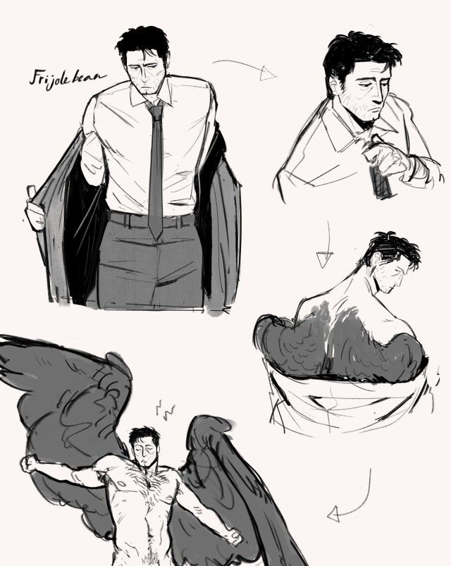 some drawings of men in suits and ties with their hands on their hipss, one holding