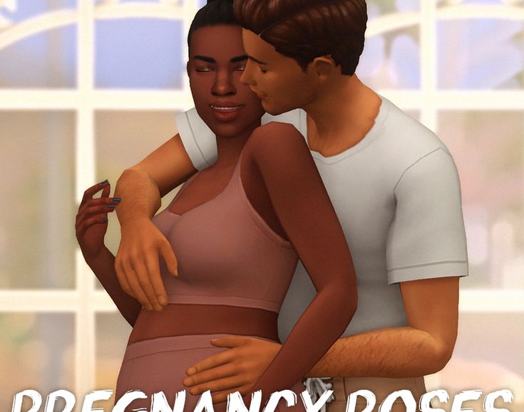 an animated image of two people hugging each other with the words pregnant roses in front of them