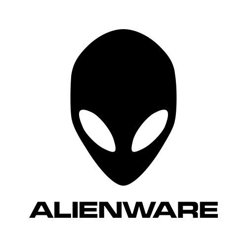 an alien head with the word alienware on it's face and words below