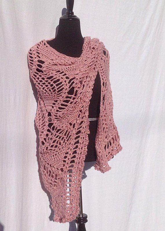 Pineapple Shawl in Dusty Rose One Size Spring Shawl Wrap, One Size Shawl Wrap For Spring, One Size Open Knit Shawl, Spring Pashmina Shawl, Bruges Lace, Chunky Infinity Scarves, Cool Night, Dressy Outfit, Ruffle Scarf