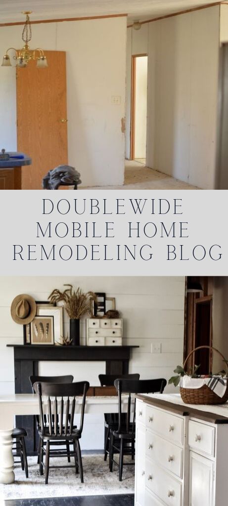 a living room and dining room with the words double wide mobile home remodeling blog