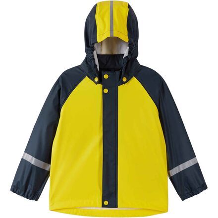 Rainy days waiting for the school bus call for the Reima Vesi Raincoat. This casual rain jacket boasts fun style, waterproof protection, and easily detachable hood to keep little ones safe and sound from the elements. Waterproof Yellow Outerwear For Outdoor Activities, Fall School Outerwear With Adjustable Hood, Fall Outerwear With Adjustable Hood For School, Nylon Raincoat With Fleece Lining For Rainy Weather, Hooded Raincoat With Fleece Lining For Rainy Weather, Winter Raincoat With Fleece Lining, Fall Raincoat With Fleece Lining For Rainy Weather, Yellow Waterproof Outerwear For Outdoor Activities, Yellow Waterproof Windbreaker For Fall