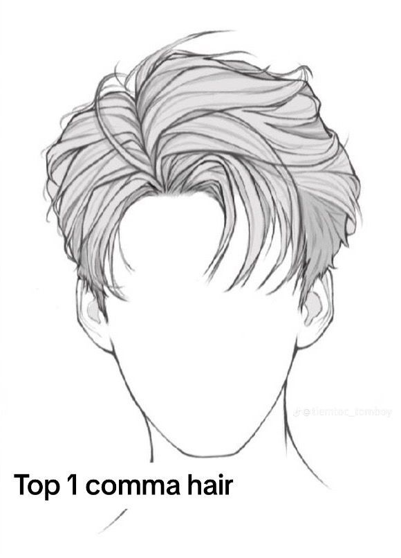 a drawing of a man's hair with the words top 1 comma hair