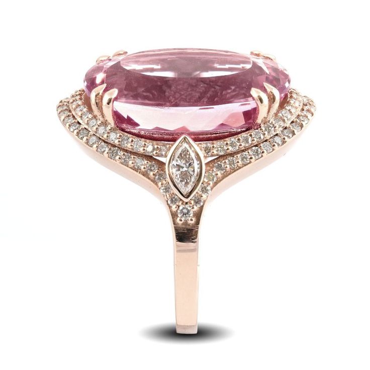 Natural Morganite 21.19 carats set in 14K Rose Gold Ring with 1.21 carats Diamonds Morganite Diamond Ring, Jewelry Sketches, Morganite Diamond, Natural Gemstone Ring, 14k Rose Gold Ring, Detailed Ring, Morganite Ring, Rose Gold Metal, Mothers Day Gifts