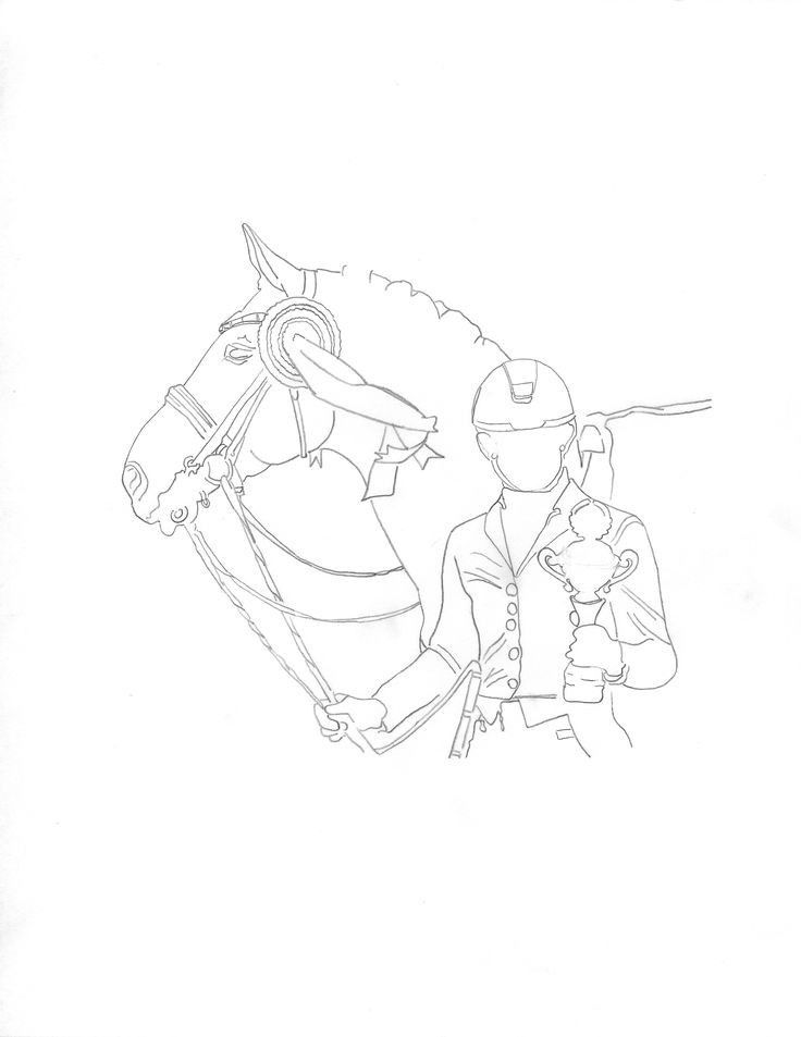 a drawing of a man riding on the back of a horse next to a woman