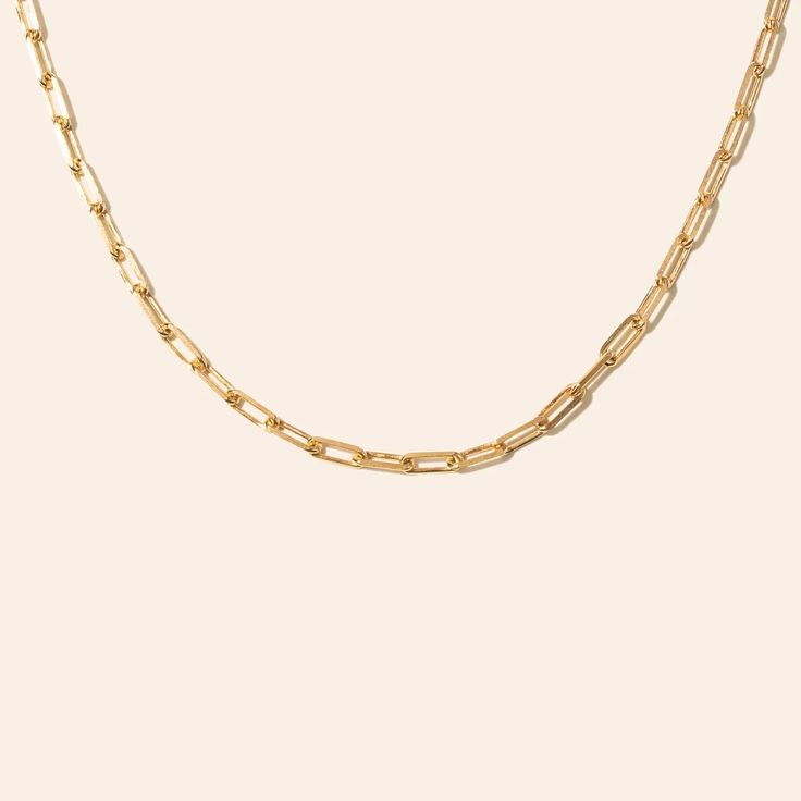 An airy paperclip chain necklace, perfect for stacking or adding on charms. Sterling silver base with 2.5 mils of 14k gold plating. Gold Vermeil; 14k Gold over .925 Sterling Silver 16" length, two 3/4" extenders, 1/8" width Made in India Create the necklace stack of your dreams, from in house designs to curated designer lines, we've handpicked the best of the best that can stand alone, or be stacked with your favorite pieces, so you can create an effortless layered look. Everyday Paperclip Chain Link Charm Necklace, Minimalist Yellow Gold Charm Necklaces With Paperclip Chain, Dainty Charm Necklaces With Paperclip Chain, Dainty Paperclip Chain Link Charm Necklaces, Minimalist Yellow Gold Charm Necklace With Paperclip Chain, Dainty Paperclip Chain Link Charm Necklace, Gold Charm Necklaces With Paperclip Chain, Everyday Oval Link Paperclip Chain Charm Necklace, Everyday Oval Link Charm Necklaces With Paperclip Chain