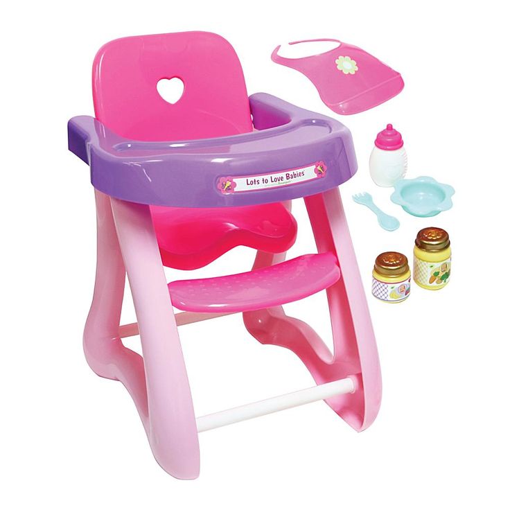 a pink and purple baby high chair next to other toys on a white background with the words safety test written below it