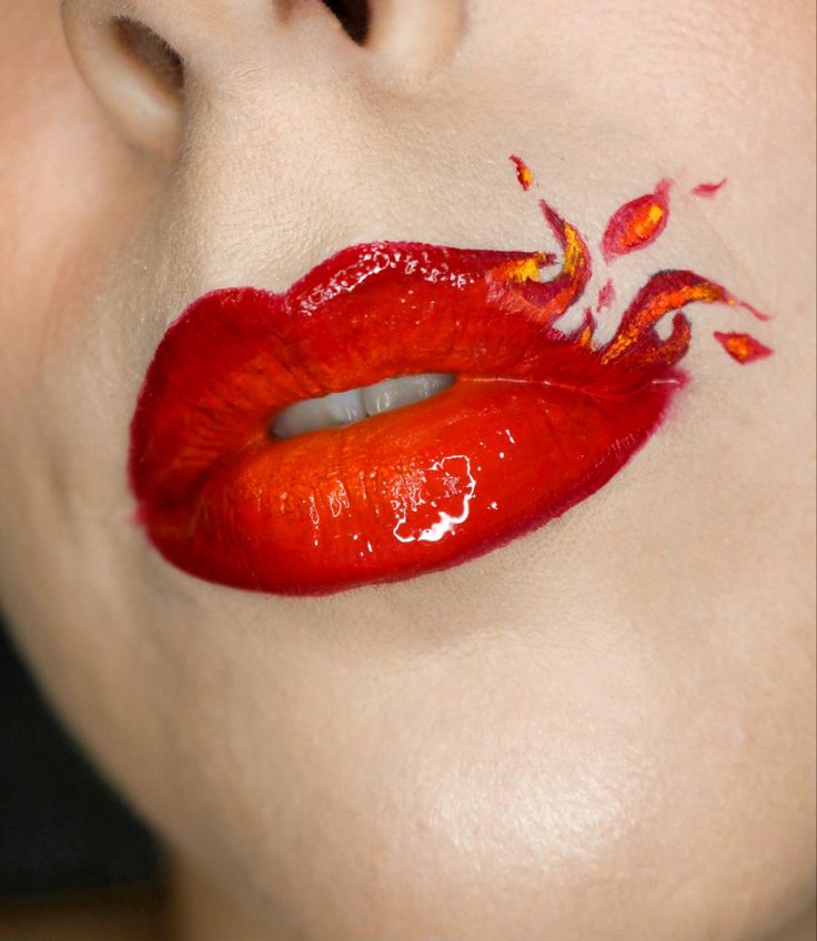 Fire Lipstick, Lip Art, Makeup Artist, Art Style, Makeup Looks, Color Pop, Lips, Make Up, Collage