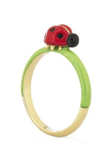 a ladybug ring is shown on a white background