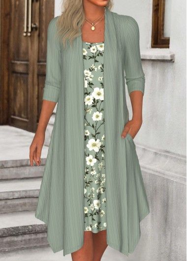 Color:Sage Green;Size:S;Size:M;Size:L;Size:XL;Size:XXL;Package Contents:1 X Dress;Occasion:Other;Style:Casual; Green A Line Dress, Green Floral Print Dress, Elegant Dresses Plus Size, Green Long Sleeve Dress, Latest Dress For Women, Sage Green Floral, Green A, Outfit Inspiration Fall, Line Dress