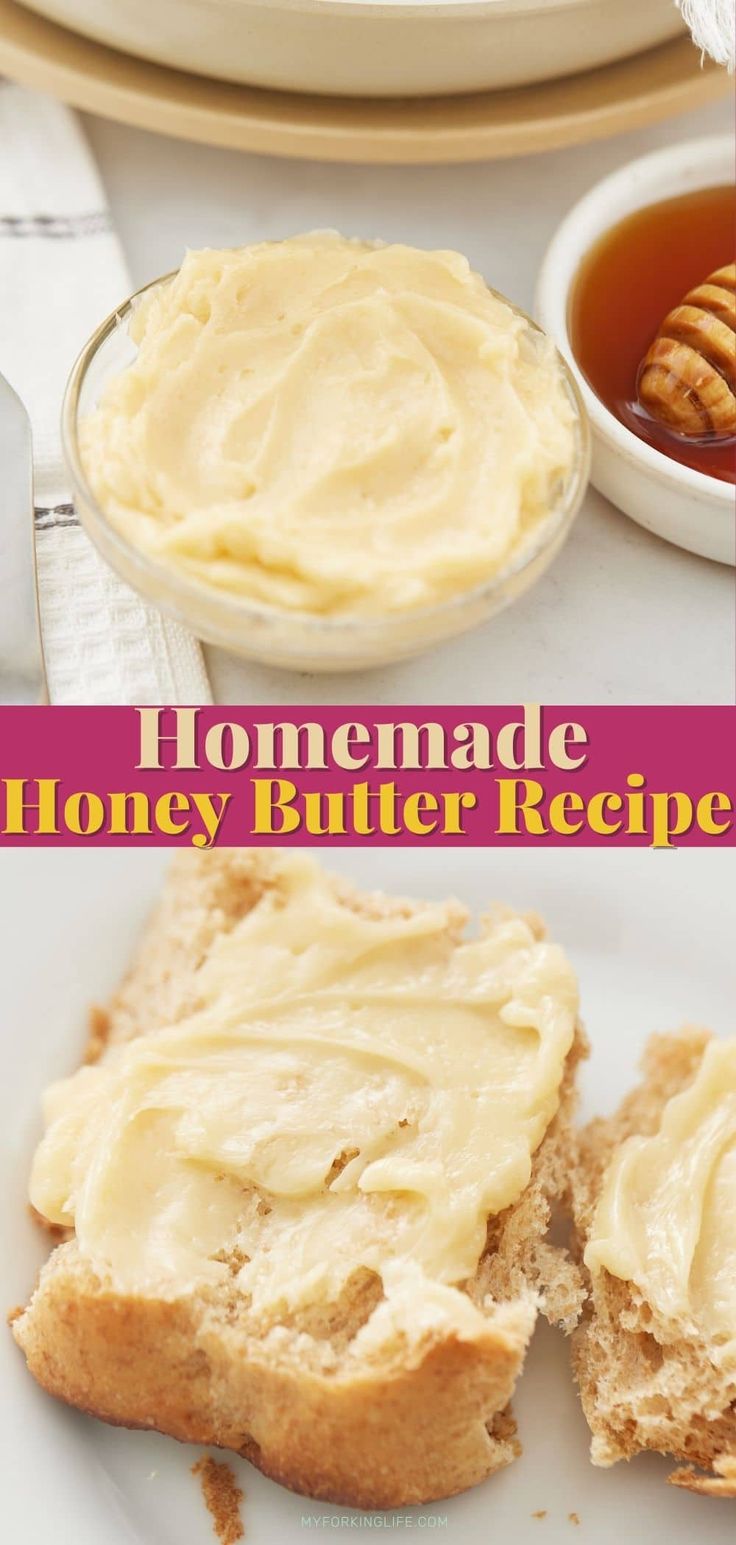 homemade honey butter recipe on a white plate