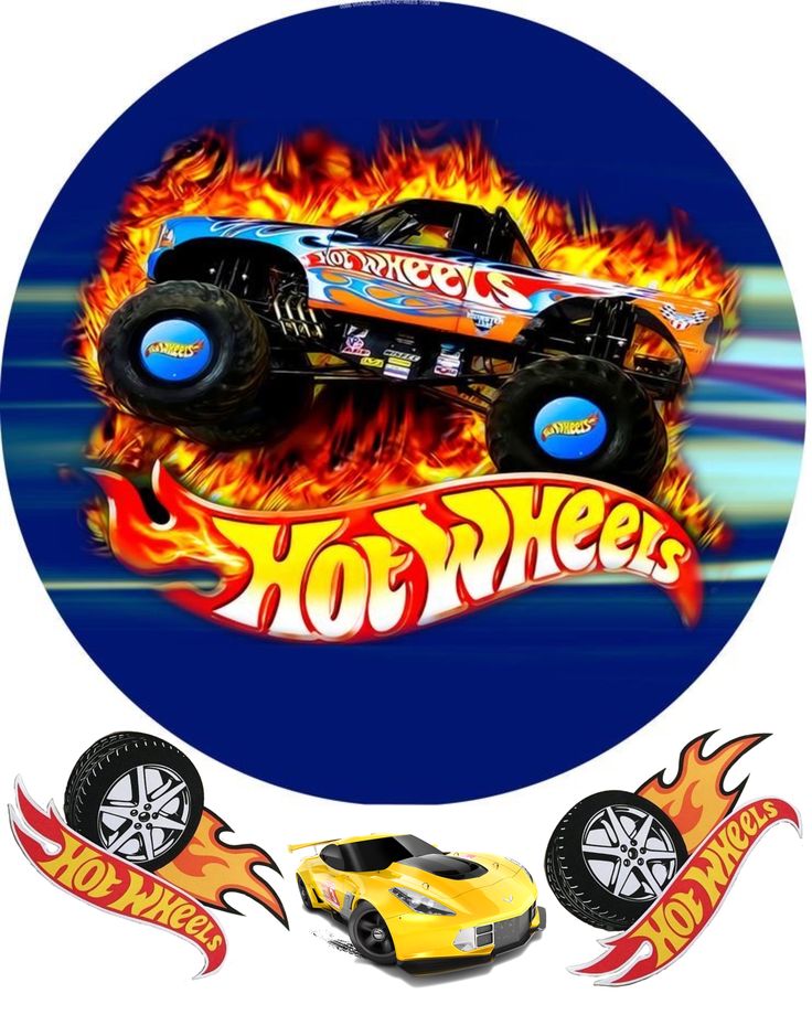 an image of a monster truck with flames on it