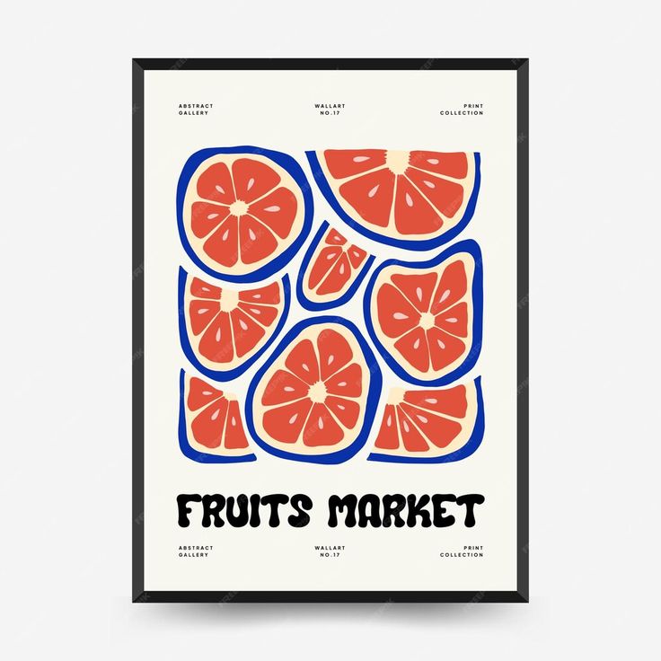 a poster with the words fruits market on it