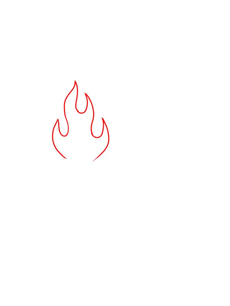 a red line drawing of a fire on a white background