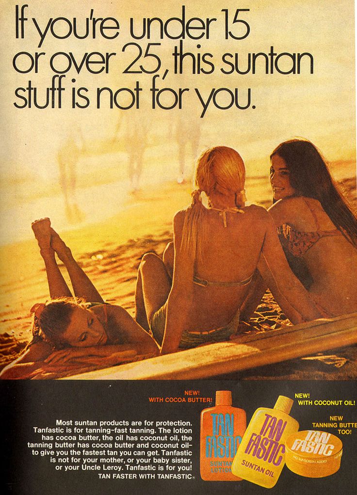 an advertisement for suntand is shown with two women on surfboards