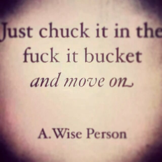 a quote from a wise person that reads just chuck it in the fock it bucket and move on