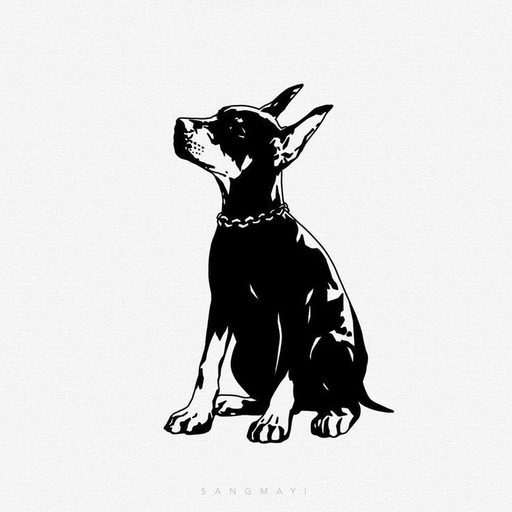 a black and white drawing of a dog