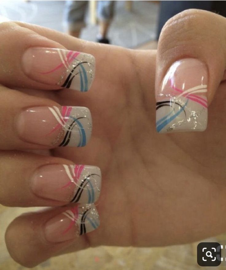 Cute Summer Nail Designs, Nail Tip Designs, Fingernail Designs, French Nail Designs, Pretty Nail Art Designs, Super Nails, Blue Nail, Pretty Nail Art, Nail Designs Glitter