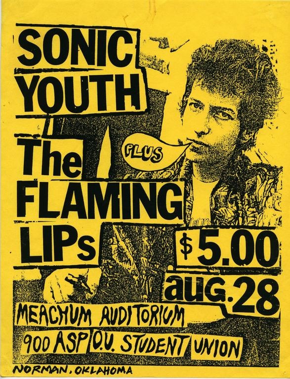 the flaming lips poster for sonic youth's concert in california on august 28, 1970