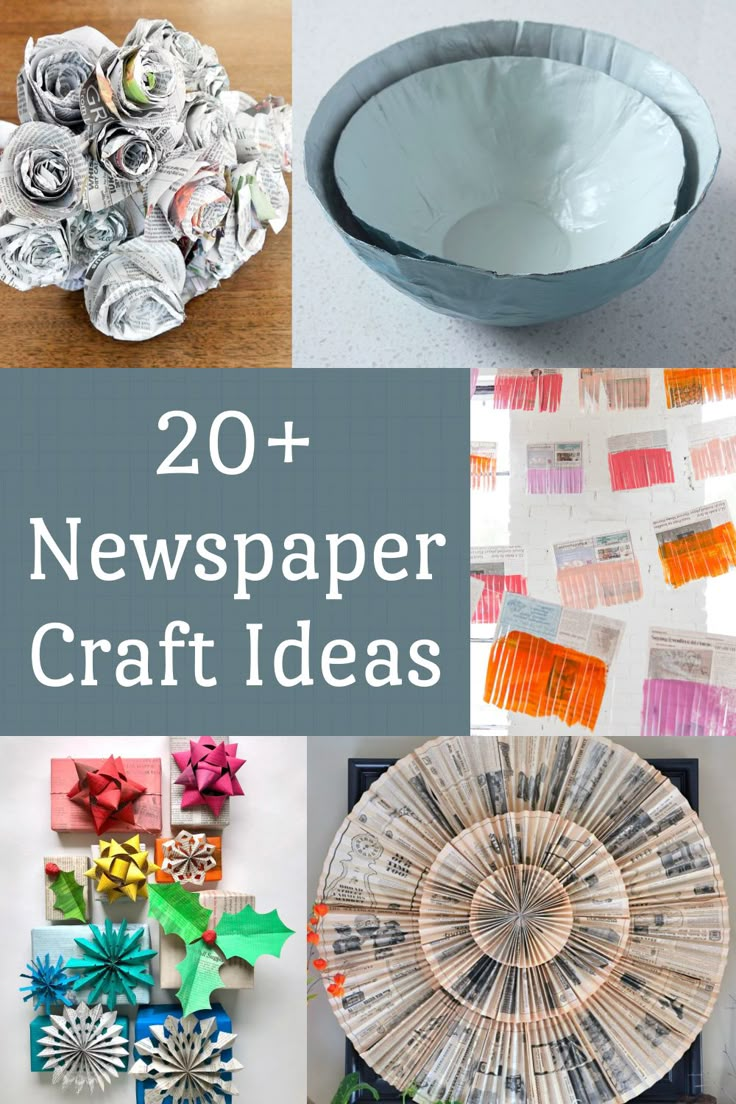 20 + newspaper craft ideas for kids to make with paper plates, scissors and glue