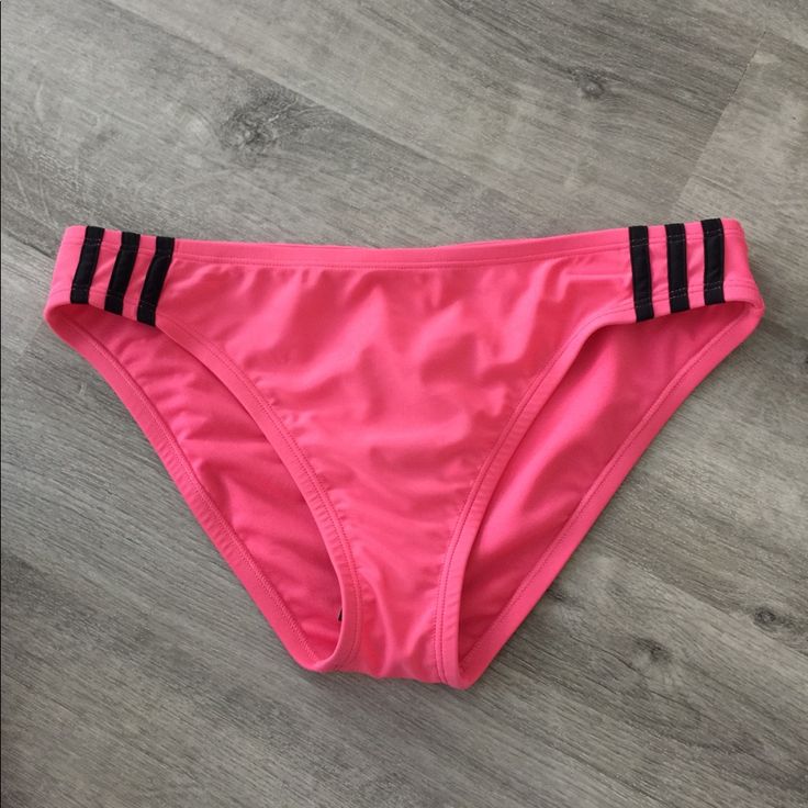 Adidas Women's Bikini Bottoms Pink Medium Nwt Medium In Original Condition Adidas Sports Swimwear, Adidas Stretch Swimwear For Sports, Fitted Adidas Swimwear For Pool, Adidas Stretch Swimwear For Swimming, Adidas Beachwear Swimwear For Poolside, Adidas Fitted Summer Bottoms, Summer Fitted Adidas Bottoms, Adidas Fitted Swimwear For Swimming, Green Swimsuit Bikinis