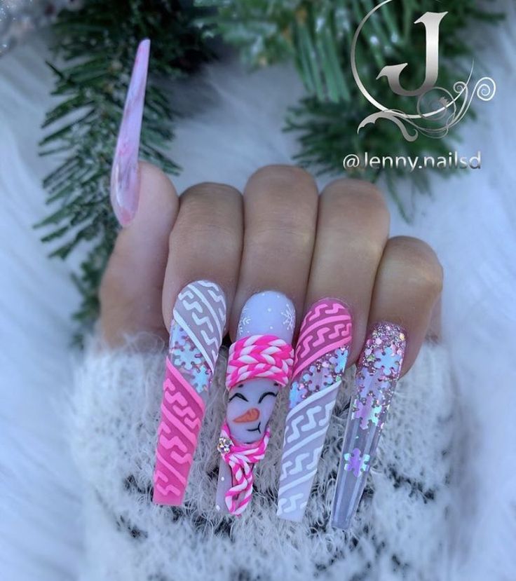 #baddie #nails #acrylicnails #winter #winternails #christmas #christmasnails #model #instagram 4d Nail Art Design, Christmas Nail Designs Acrylic, Nail Art Noel, Cute Christmas Nails, Nail Swag, Winter Nail Designs, Bling Acrylic Nails, Festival Nails, Xmas Nails