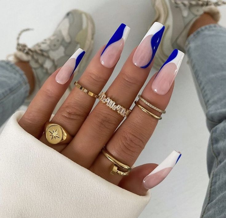 Ring Finger Nails, Weak Nails, Bright Summer Nails, Finger Nail Art, 4th Of July Nails, Lines On Nails, Cute Summer Nails, July Nails, Ballerina Nails