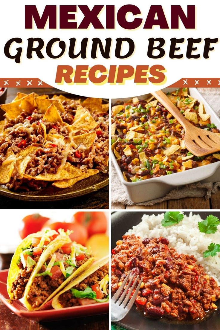 mexican ground beef recipe collage with text overlay