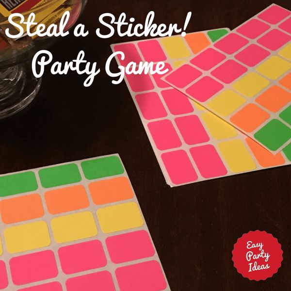 some stickers are sitting on top of a table with the words steal a sticker party game