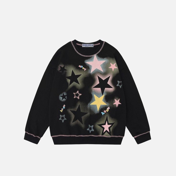 The Aelfric Eden Star Print Sweatshirt is a stylish and minimal printed sweatshirt. It's made from high-quality fabric and features a bold star print design. This sweatshirt features comfortable long sleeves and a classic crew neck for everyday wear and casual activities. Its minimalist design and unique print give it style and personality.
Material: 80% Cotton, 20% Polyester.

Clothing details: Star Print. 
MODEL INFO







Female 5'4 (162cm) 110 lbs (50kg) Size: S (Oversize Style) 
Male 5'10 Trendy Logo Print T-shirt For Winter, Trendy Star Print Tops For Streetwear, Trendy Tops With Star Print For Streetwear, Casual Sweatshirt With Star Patch For Fall, Casual Fall Tops With Star Patch, Casual Tops With Star Logo For Streetwear, Star Print Sweatshirt For Winter Streetwear, Relaxed Fit Tops With Star Logo For Streetwear, Relaxed Fit Star Print Top For Streetwear