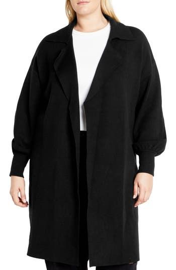 A versatile layering piece, this cozy longline cardigan keeps your look on trend with a notched collar and billowy balloon sleeves. 42 1/2" length Open front Notched collar Long sleeves Viscose/nylon/polyester Machine wash, dry flat Imported Solid Open Front Sweater Coat For Work, Fall Outerwear With Blouson Long Sleeves, Fall Outerwear With Blouson Sleeves And Long Sleeve, Winter Outerwear With Blouson Long Sleeves, Chic Puff Sleeve Winter Outerwear, Chic Puff Sleeve Outerwear For Winter, Oversized Shawl Collar Cardigan For Work, Chic Winter Outerwear With Puff Sleeves, Black Puff Sleeve Outerwear For Fall