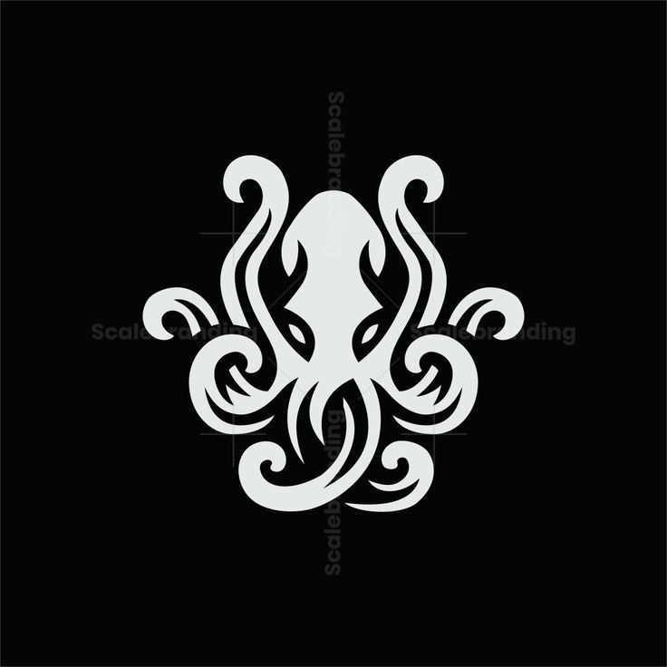 an octopus tattoo design on a black background