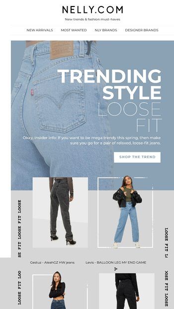 the website for jeans is displayed in this image