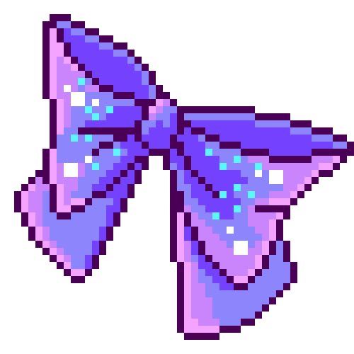 the pixel art butterfly is purple and blue