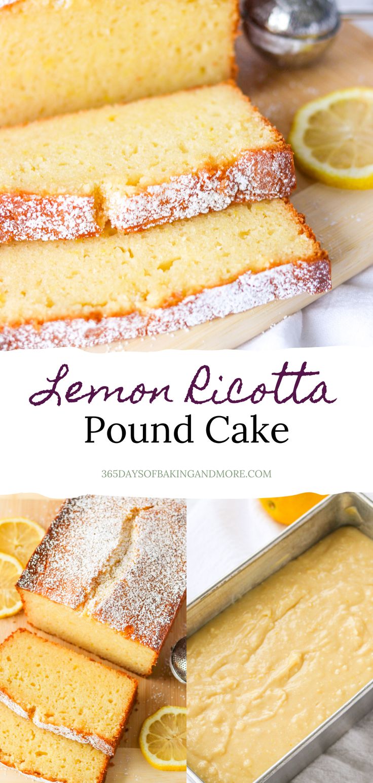 Easy Lemon Ricotta Pound Cake made in a loaf pan. Riccota Cheese Lemon Cake, Lemon Ricotta Loaf Cake, Cake Made With Ricotta Cheese, Ricotta Pastry Recipes, Cakes Made With Ricotta Cheese, Ricotta Recipes Dessert Easy, What To Cook With Ricotta Cheese, Cake Recipes Using Ricotta Cheese, Dessert Using Ricotta Cheese