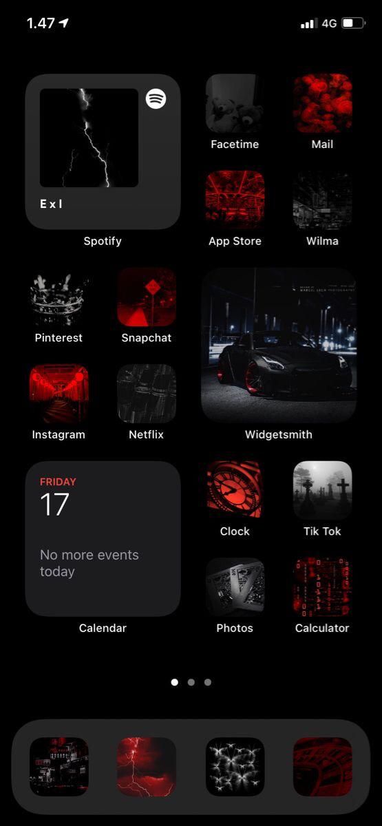 an iphone screen with red and black images on the bottom left corner, and text that reads