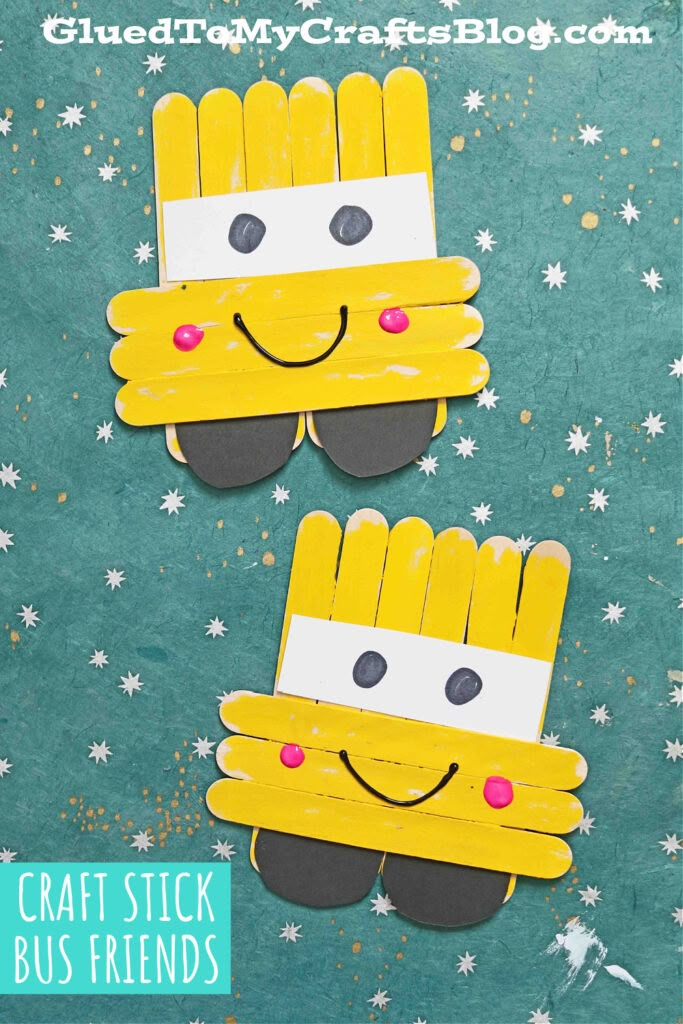 two popsicle puppets made to look like the characters from the simpsons are shown on a green background with white stars