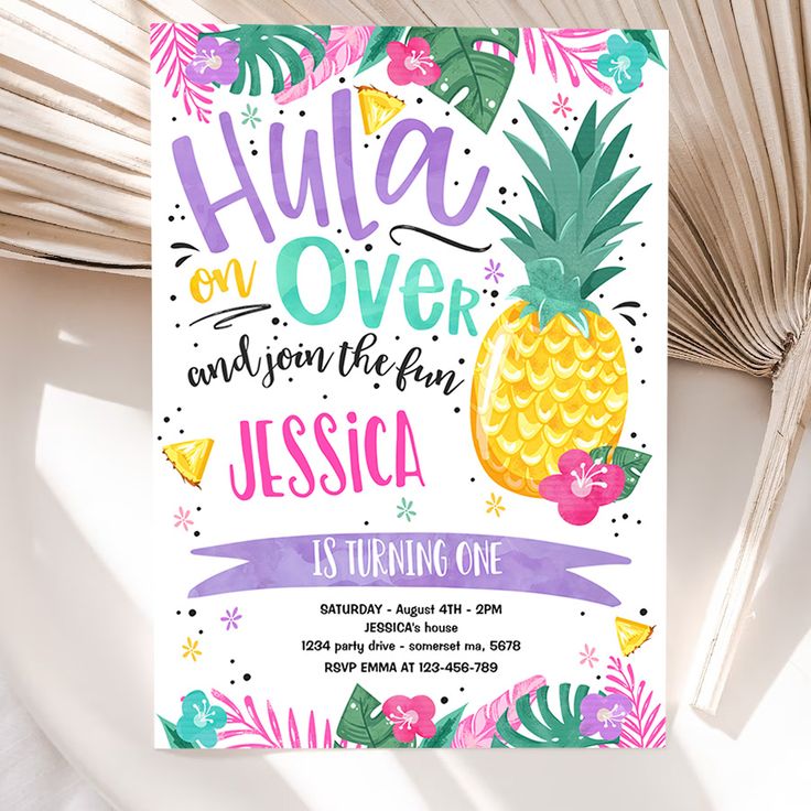 this is an image of a pineapple themed birthday party with the words lula on it