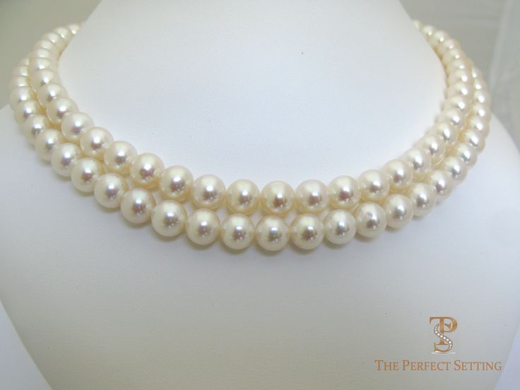 A classic look for all ages. Treat yourself to this stunning double strand of fresh water cultured pearls 8.5mm. Choose between white or yellow 14K gold clasp. (can be made as a single strand and ordered in other lengths). Custom Made Engagement Rings, Pearls Wedding, Freshwater Pearl Necklace, Diamond Anniversary, Buying Diamonds, Freshwater Pearl Necklaces, Cultured Pearls, Lab Diamonds, Eternity Bands