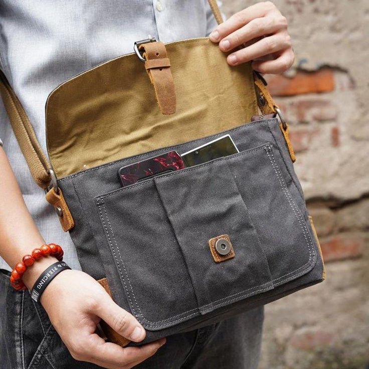 Vintage Waxed Canvas Crossbody Messenger Bag Small - Woosir Shoulder Bag For Men, Mens Crossbody Bag, Waxed Canvas Bag, Canvas Leather Bag, Small Messenger Bag, Dog Bag, Canvas Messenger Bag, Side Bags, Crossbody Messenger Bag