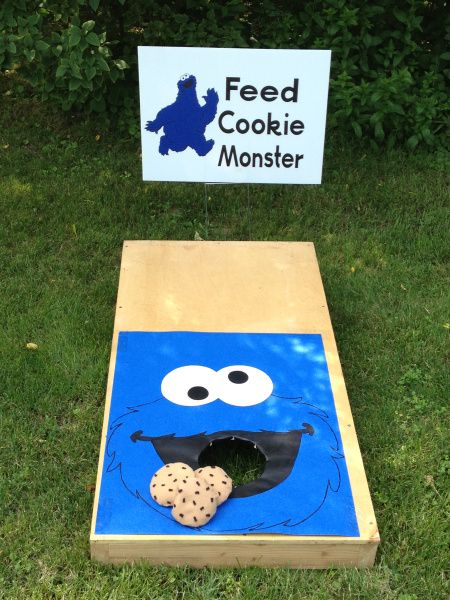 a cardboard box with a cookie monster on it